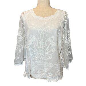 ANTHONY original white lace butterfly sleeve blouse Size S NEW WITH TAG